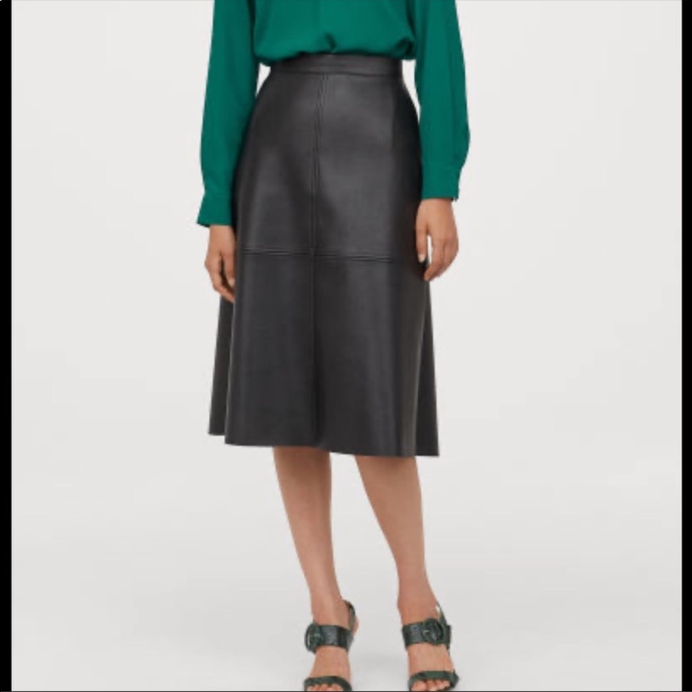 H&M Leather Midi Skirt